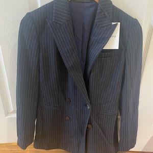 NWT Theory navy, blue pinstripe double breasted blazer